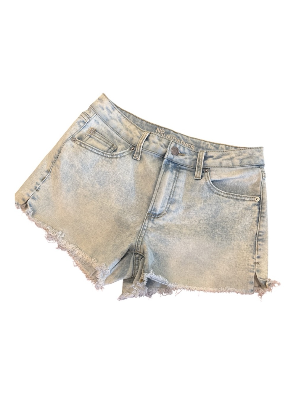 No Boundaries Women’s Light Blue Acid Wash Denim Frayed Hem Shorts size 4